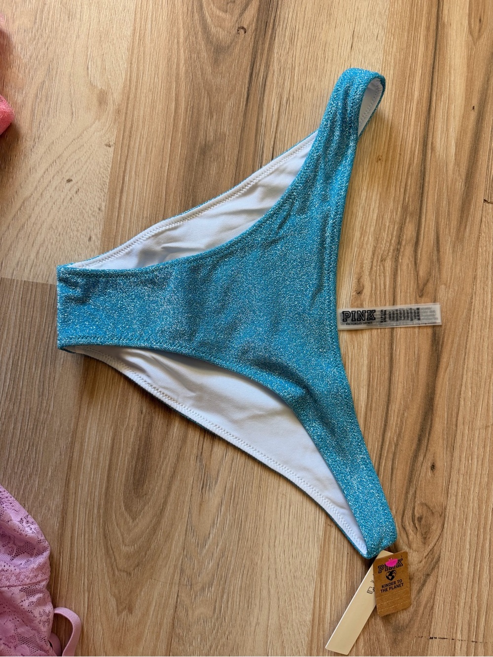PINK Victoria's Secret Shimmery Turquoise Blue Bikini Bottom